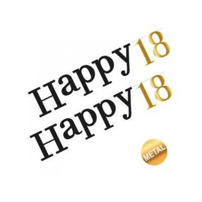 FESTONE CARTA GIVI ITALIA MT.2,2 HAPPY BIRTHDAY 18 ORO/NERO ART.54575