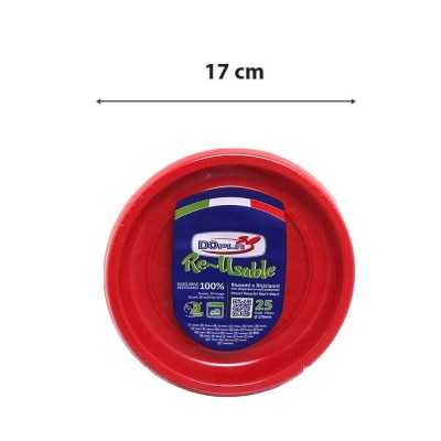 PIATTO DESSERT RIUTILIZ. ROSSO D.17CM. CF.25 PZ (DOPLA) ART.11763
