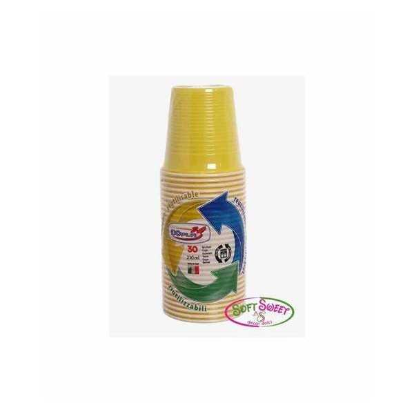 BICCHIERE BICOLORE RIUTILIZZABILE DOPLA ML.230 GIALLO CF.30 PZ ART.22074