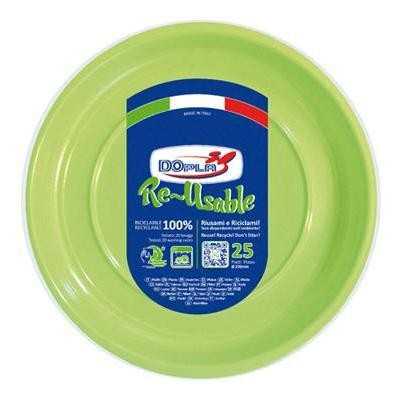 PIATTO PIANO RIUTILIZ. VERDE LIME D.22CM. CF.25 PZ (DOPLA) ART.11767