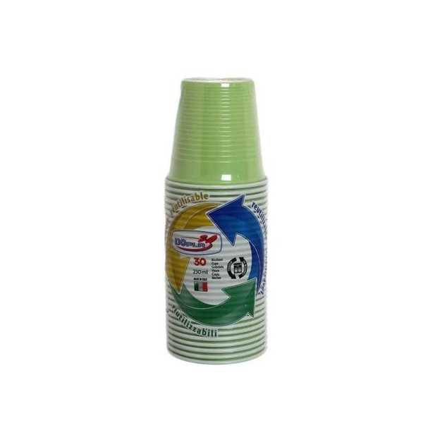BICCHIERE BICOLORE RIUTILIZZABILE DOPLA ML.230 VERDE LIME CF.30 PZ ART.22071