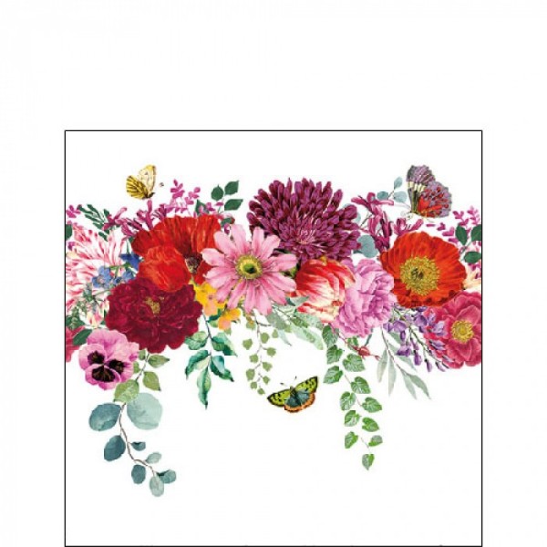 TOVAGLIOLO AMBIENTE CM.25X25 FLOWER BORDER WHITE ART.12516005