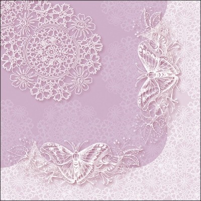 TOVAGLIOLO AMBIENTE CM.33X33 BUTTERFLY LACE LILAC ART.13316368