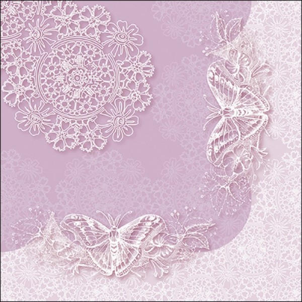 TOVAGLIOLO AMBIENTE CM.33X33 BUTTERFLY LACE LILAC ART.13316368