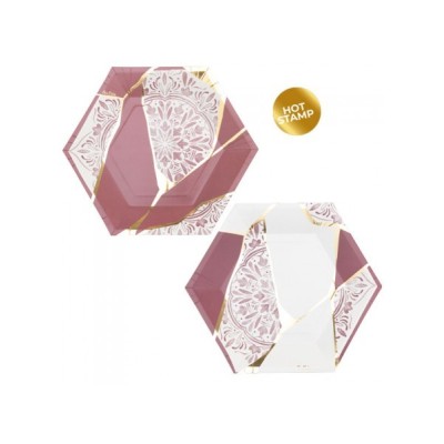 PIATTO CARTA GIVI ITALIA CM.23 KINTSUGI PINK CF.8 PZ ART.64229