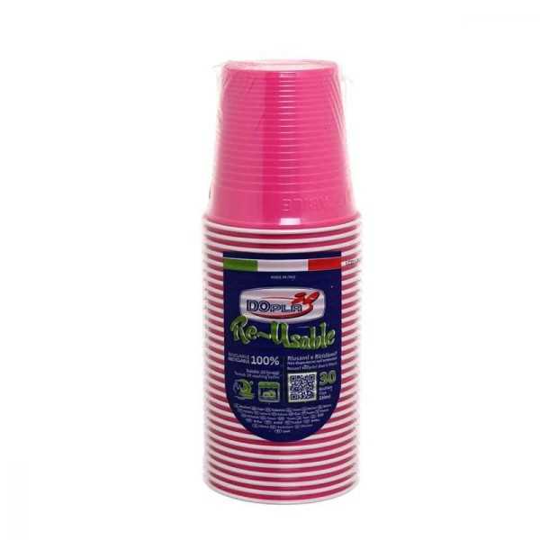 BICCHIERE BICOLORE RIUTILIZZABILE DOPLA ML.230 FUXIA CF.30 PZ ART.22072