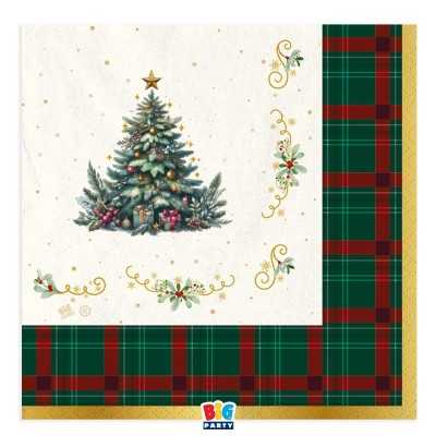 16 Tov.li cm.33 x 33 Tartan Christmas