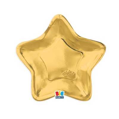 6 Piatti Stella cm.23 x 23 Oro Metal