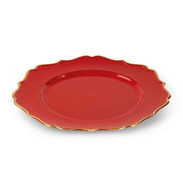 🎄 Sottopiatto Natalizio in PVC Rosso con Rigo Oro – Ø 32,5 cm 🎄