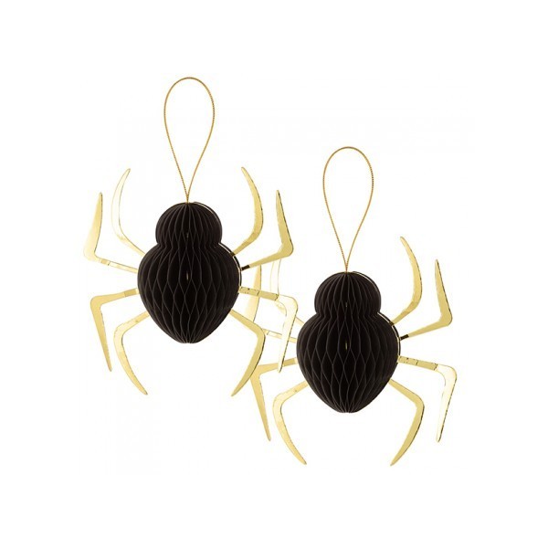 2 RAGNI IN CARTA NERO ORO CM 20X18