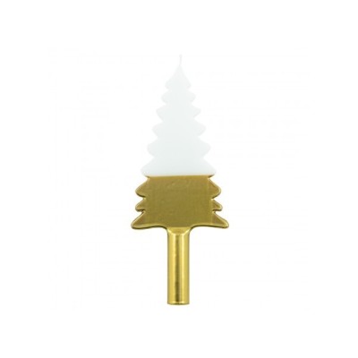 CANDELA SAGOMATA ALBERO CM 22 BIANCA ORO