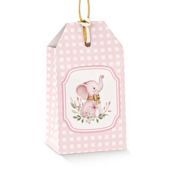Scatoline per confetti elefantino rosa 10pz - 5,5x3,5x10