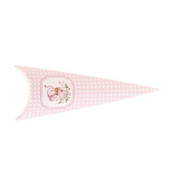 Cono porta confetti elefantino rosa 10pz - 19cm