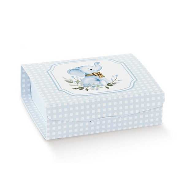 Scatola gift con elefantino azzurro 7x7x3 - 10pz