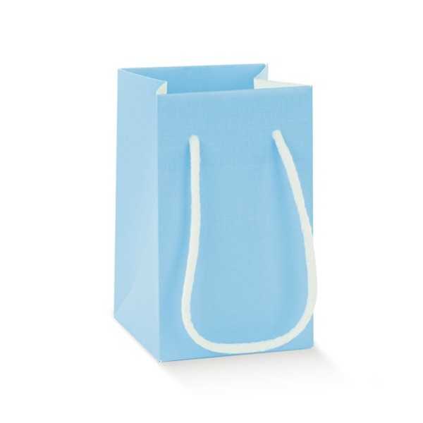 Shopper bag in fibra azzurro 10pz - 7x7x12
