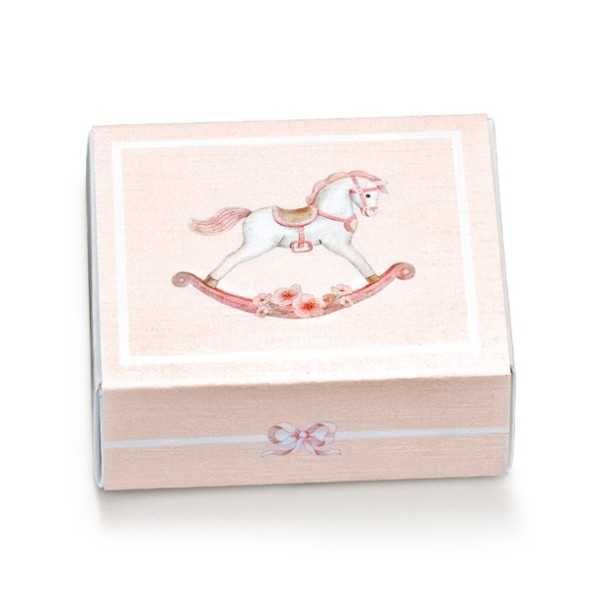 Scatolina cassetto con divisori cavallo a dondolo rosa 10pz - 12x5x3