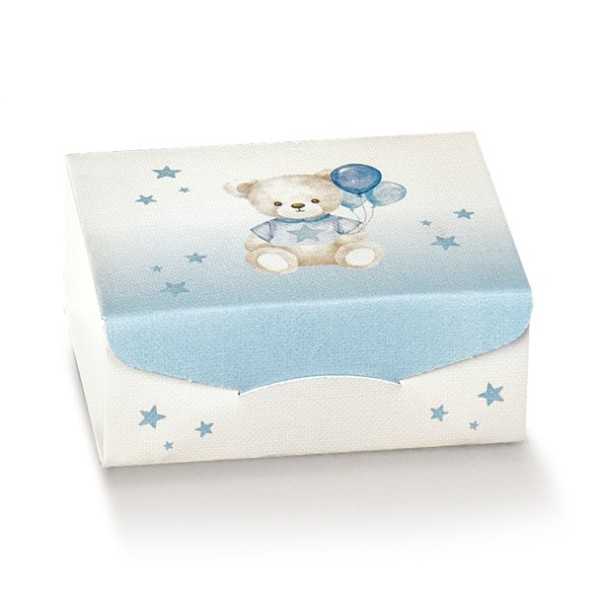 Scatola gift con baby orsetto azzurro 7x7x3 - 10pz