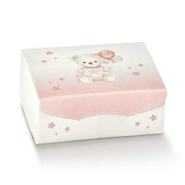 Scatola gift con baby orsetto rosa 7x7x3 - 10pz