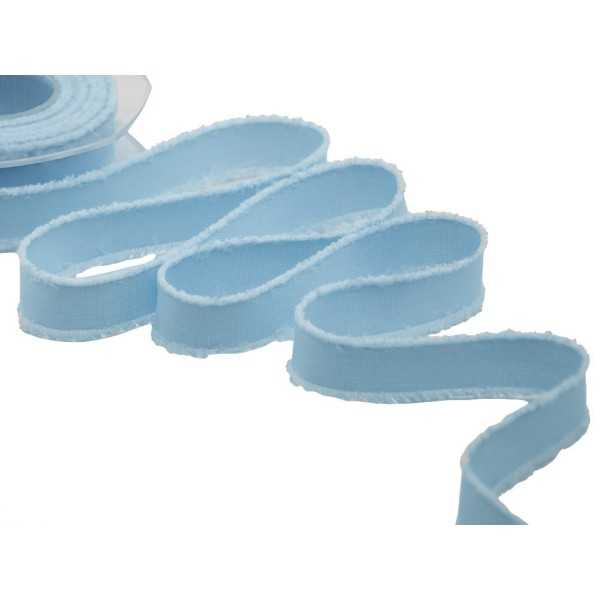 NASTRO FURLANIS IN COTONE SFRANGIATO AZZURRO BABY COL.593 - 23MM
