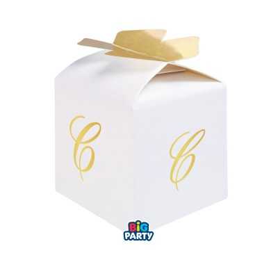 Scatoline Cubo Bianche con Iniziali Oro a Caldo | Bomboniere Big Party