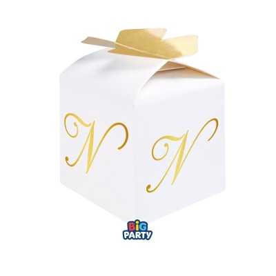 Scatoline Cubo Bianche con Iniziali Oro a Caldo | Bomboniere Big Party