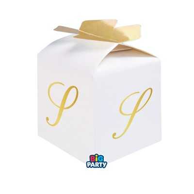 Scatoline Cubo Bianche con Iniziali Oro a Caldo | Bomboniere Big Party