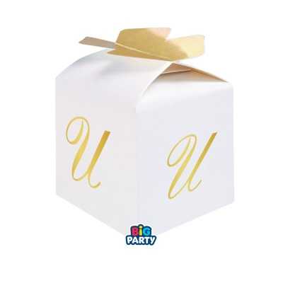 Scatoline Cubo Bianche con Iniziali Oro a Caldo | Bomboniere Big Party