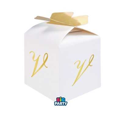 Scatoline Cubo Bianche con Iniziali Oro a Caldo | Bomboniere Big Party