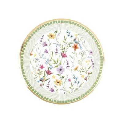 Piatti Le Jardin Givi Italia 8 pz con Fiori di Campo e Bordo Oro