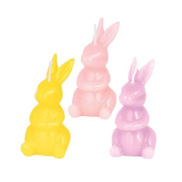 CANDELA CONIGLIO GLOSSY IN PIEDI 3 COLORI ASS CM 5x9