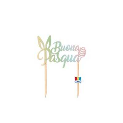 Cake Topper Buona Pasqua Colori Pastello | Decorazione Torta | Big Party