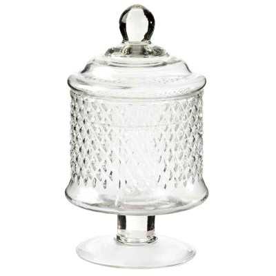 Vaso in vetro con tappo trapuntato 23 cm | Porta confetti CV Cristal