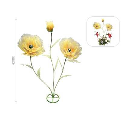 Base scenografica tulle 3 fiori giallo H180 cm | Allestimenti
