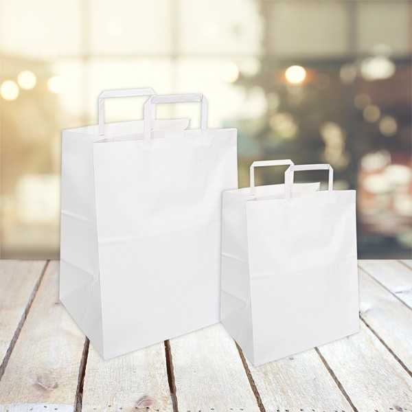 copia di Shopper Take Away in Carta Avana con Manici Piatti 32x21h35 cm