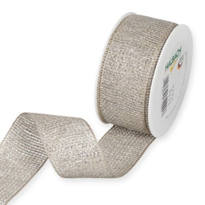 linen net ribbon with Lurex 10 x 10 m / Rolle