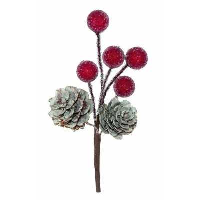 PICK W/5 BERRIES & 2 PINE CONES H11 CM