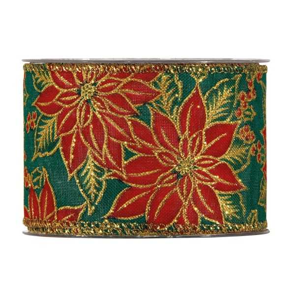 NASTRO XMAS STAR IN GREEN MM63X10MT